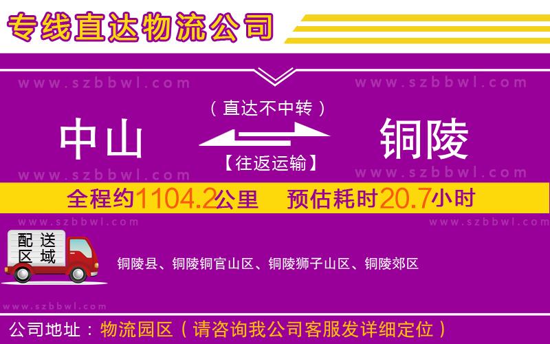 中山到銅陵物流專線