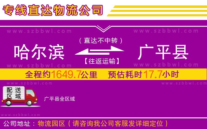 哈爾濱到廣平縣物流專線