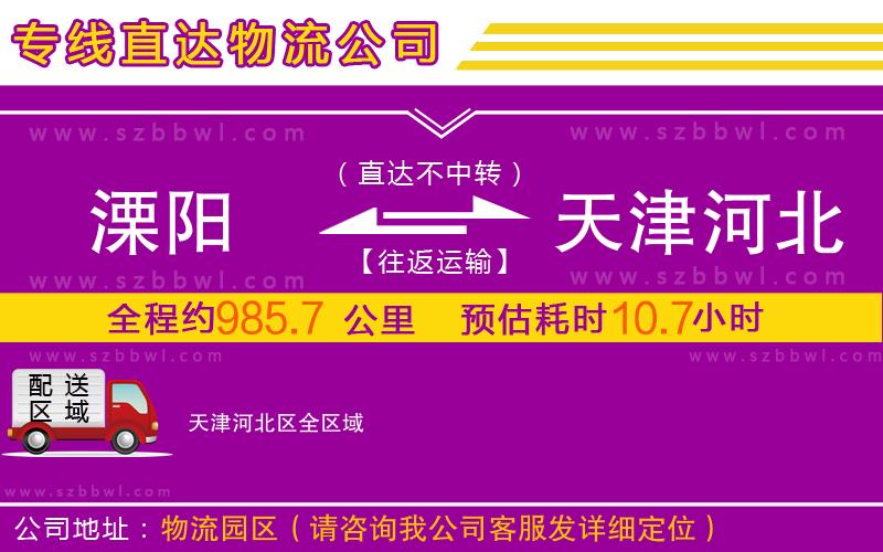 溧陽到天津河北區(qū)物流公司