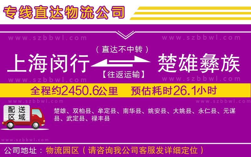 上海閔行區(qū)到楚雄彝族自治州物流公司