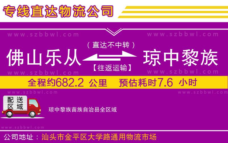 佛山樂從鎮(zhèn)到瓊中黎族苗族自治縣物流專線