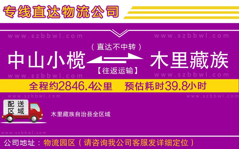 中山小欖到木里藏族自治縣物流專線