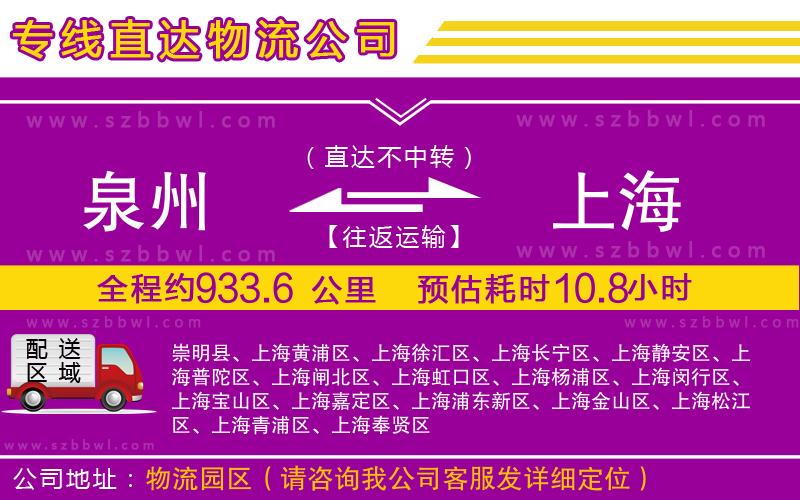 泉州到上海物流專線