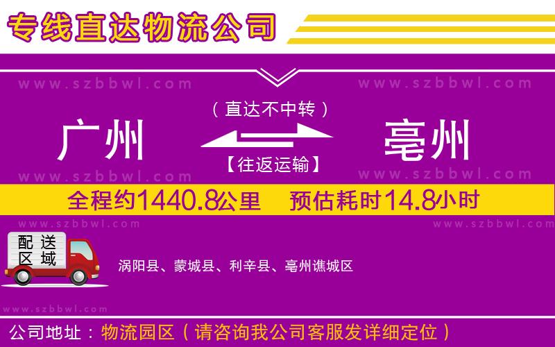 廣州到亳州物流專線