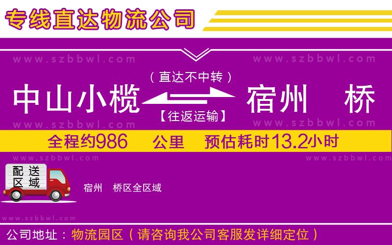 中山小欖到宿州埇橋區(qū)物流專線