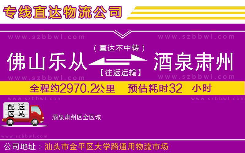 佛山樂從鎮(zhèn)到酒泉肅州區(qū)物流專線