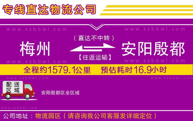 梅州到安陽殷都區(qū)物流專線