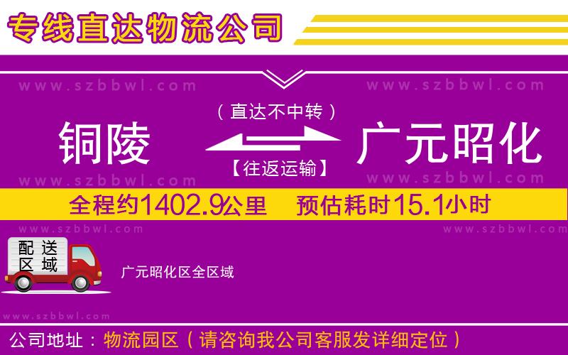 銅陵到廣元昭化區(qū)物流專線