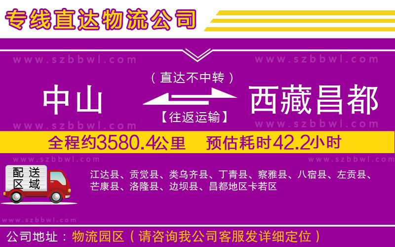 中山到西藏昌都地區(qū)物流公司