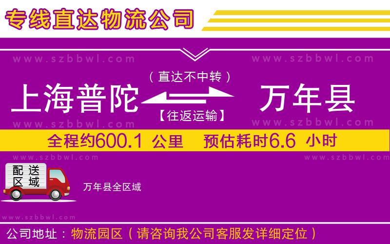 上海普陀區(qū)到萬(wàn)年縣物流專線