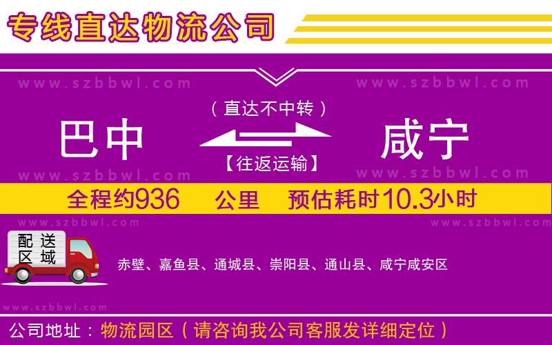 巴中到咸寧物流公司