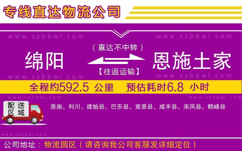 綿陽到恩施土家族苗族自治州貨運專線